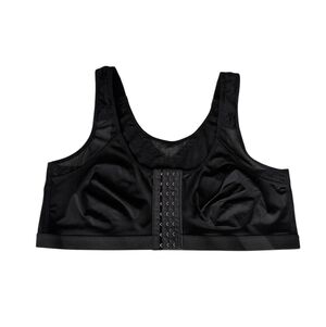 Front Closure Hook-and-Eye Mesh Wireless Bra 4XL Black